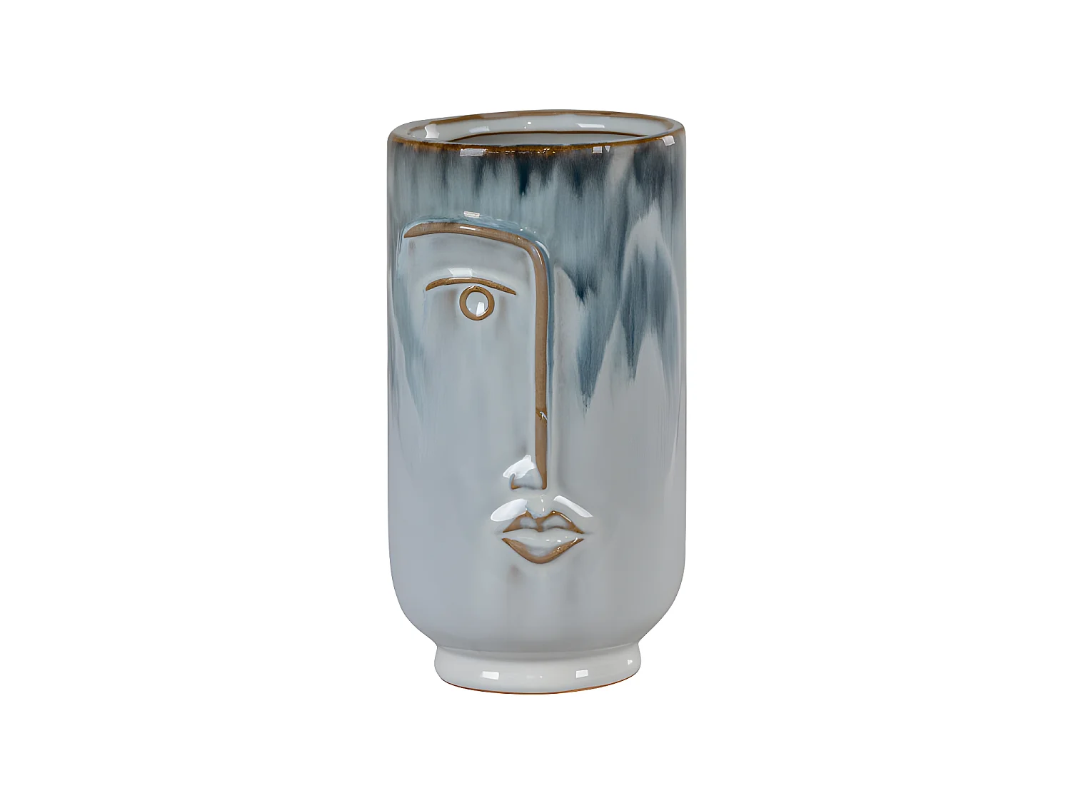 Elena - Vase en céramique avec visage H17cm - Gris bleuté