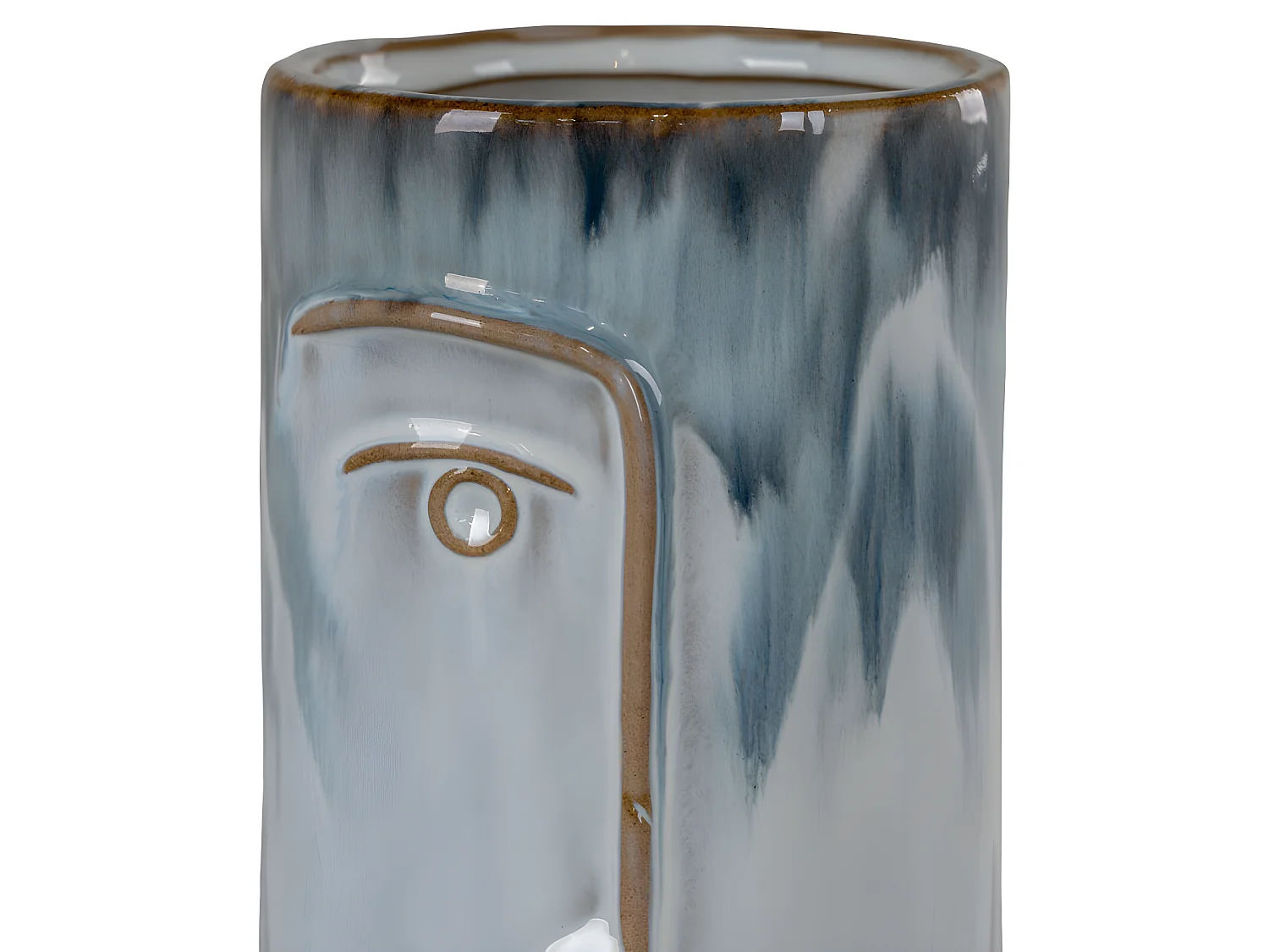 Elena - Vase en céramique avec visage H17cm - Gris bleuté