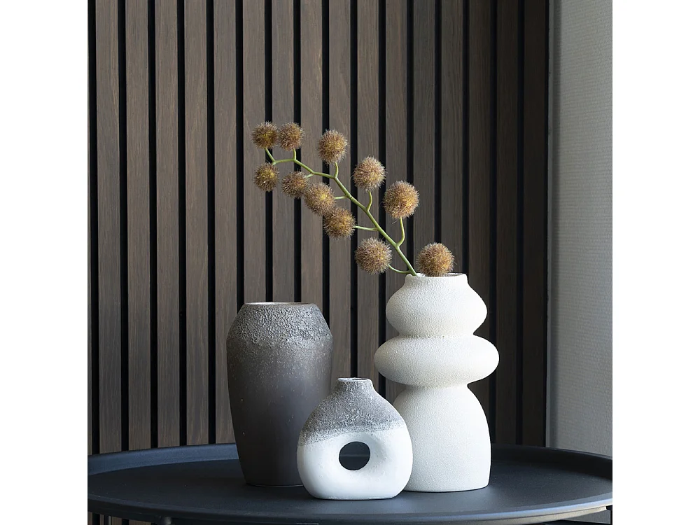 Nosara - Vase de forme organique en grès H26,5cm - Ivoire