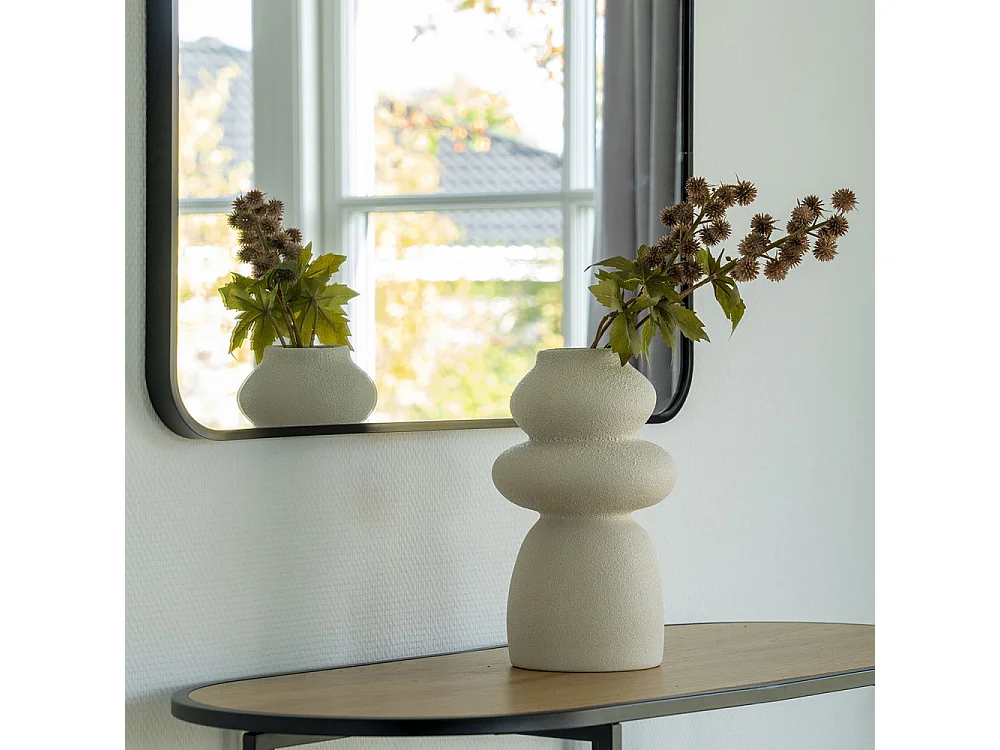 Nosara - Vase de forme organique en grès H26,5cm - Ivoire