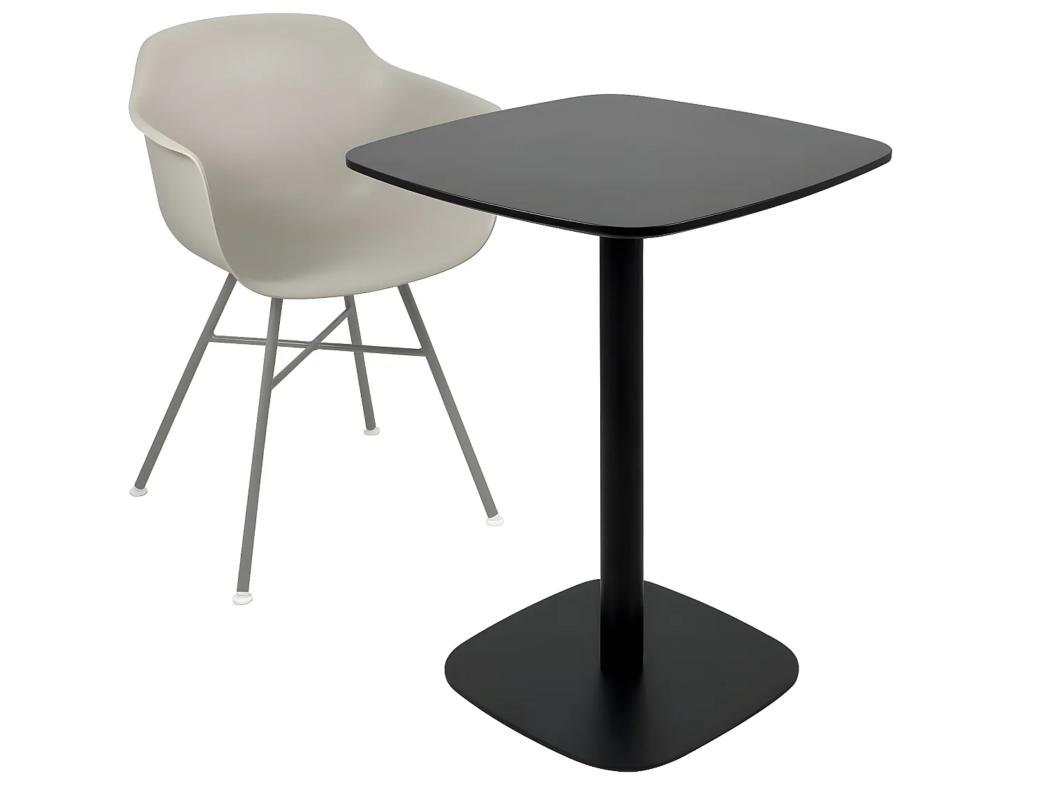 Mesa bistró de cocina, altura 75 cm, tablero de 60x60 cm, para 1-2 personas, base de metal SILA (negro)