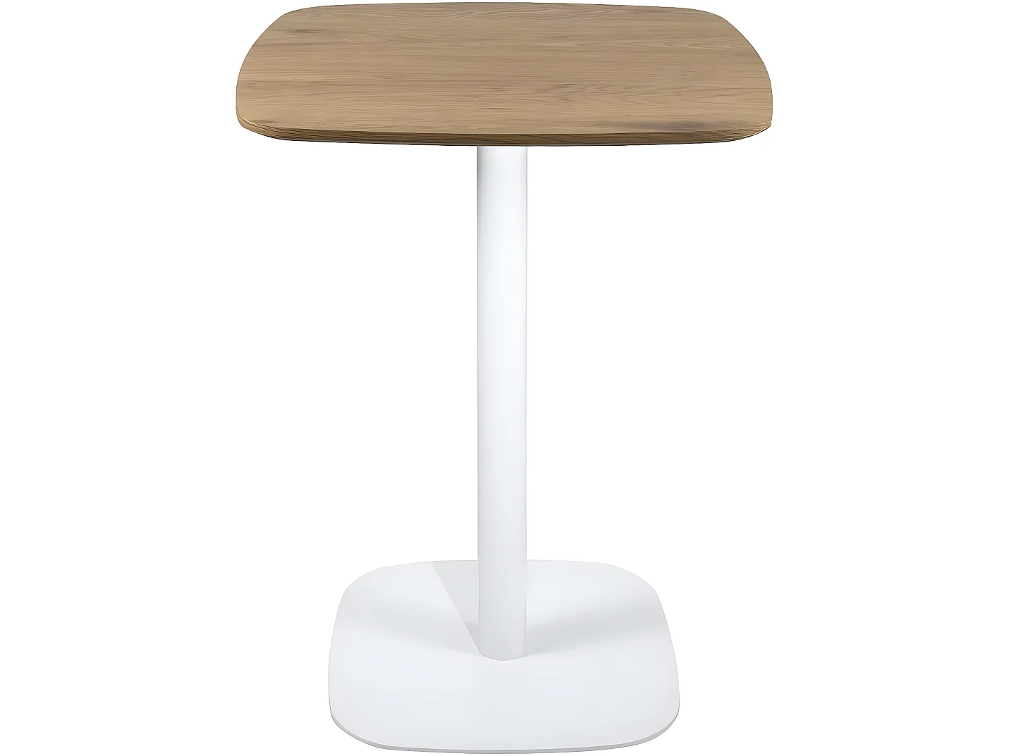 Mesa de bistró de cocina, altura de 75 cm, tablero de 60x60 cm, 1-2 personas, pata de metal SILA (Blanco y madera)