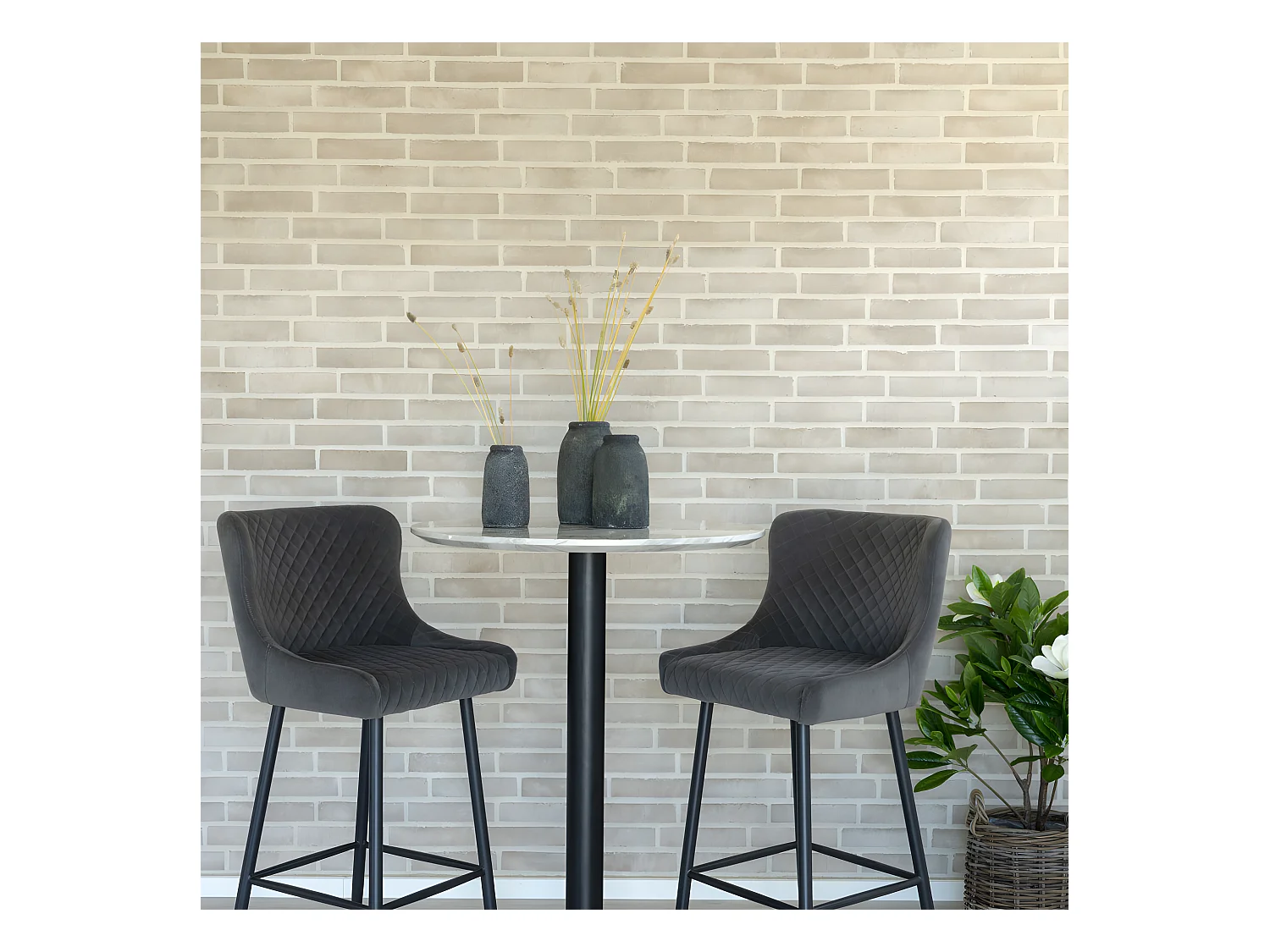 Velas - Lot de 3 vases en terre cuite à effet vieilli : Couleur - Gris foncé