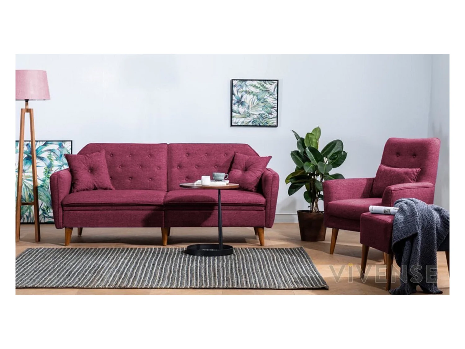 Canapé convertible TERRA BORDEAUX