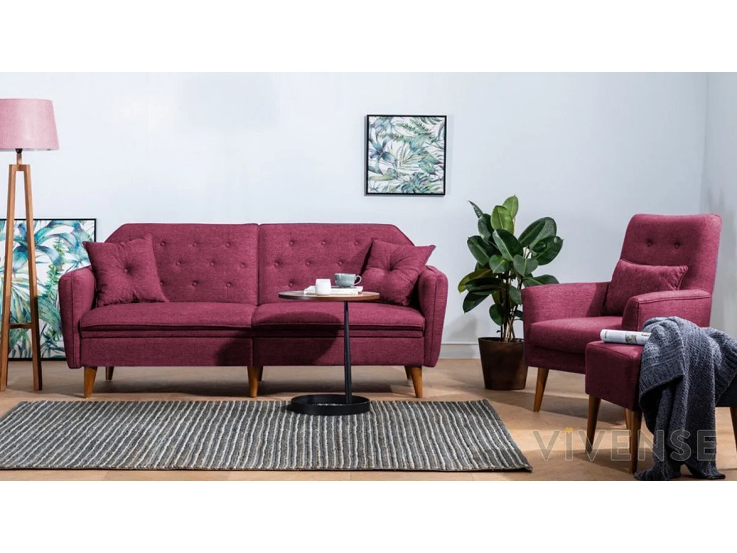 Canapé convertible TERRA BORDEAUX