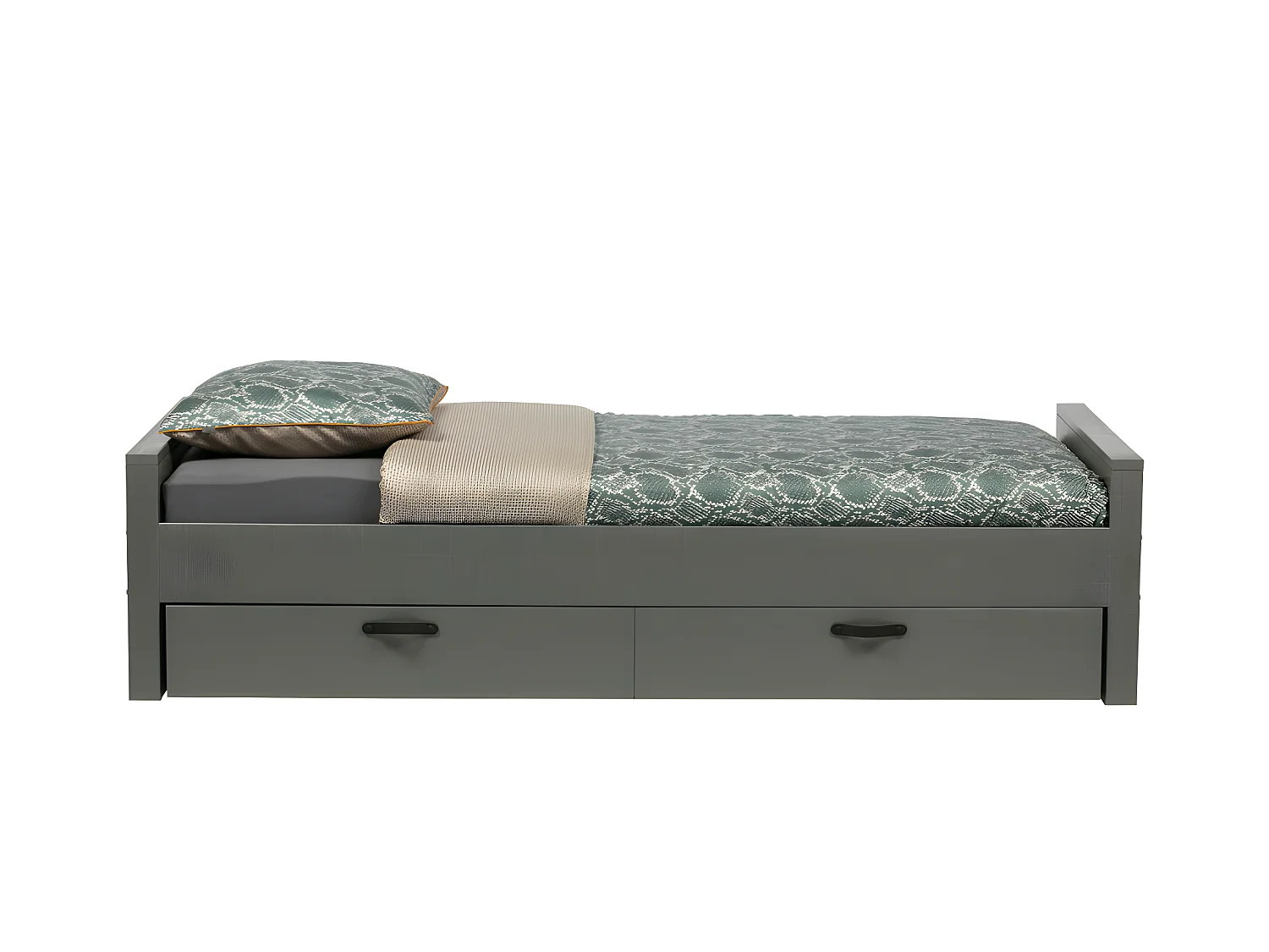 Morris - Lit en pin massif 90x200cm - Gris