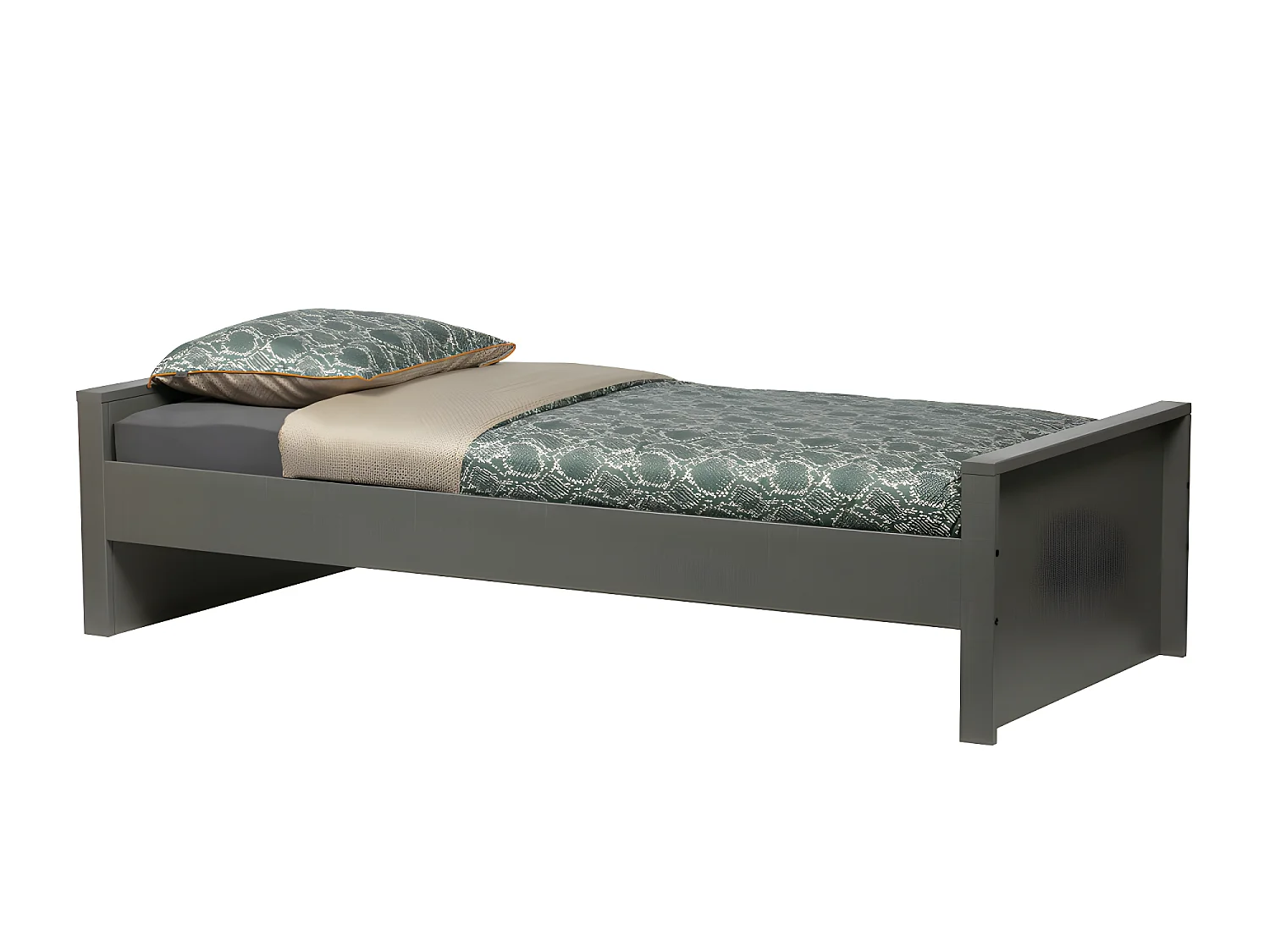 Morris - Lit en pin massif 90x200cm - Gris