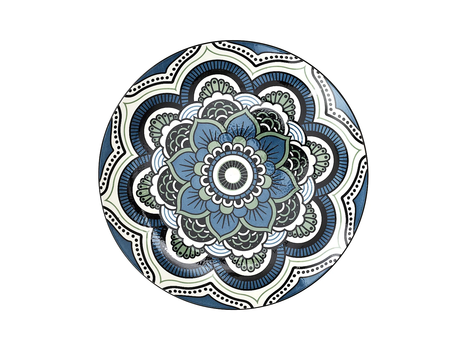 Assiette Mandala Bleu D26cm Bleu