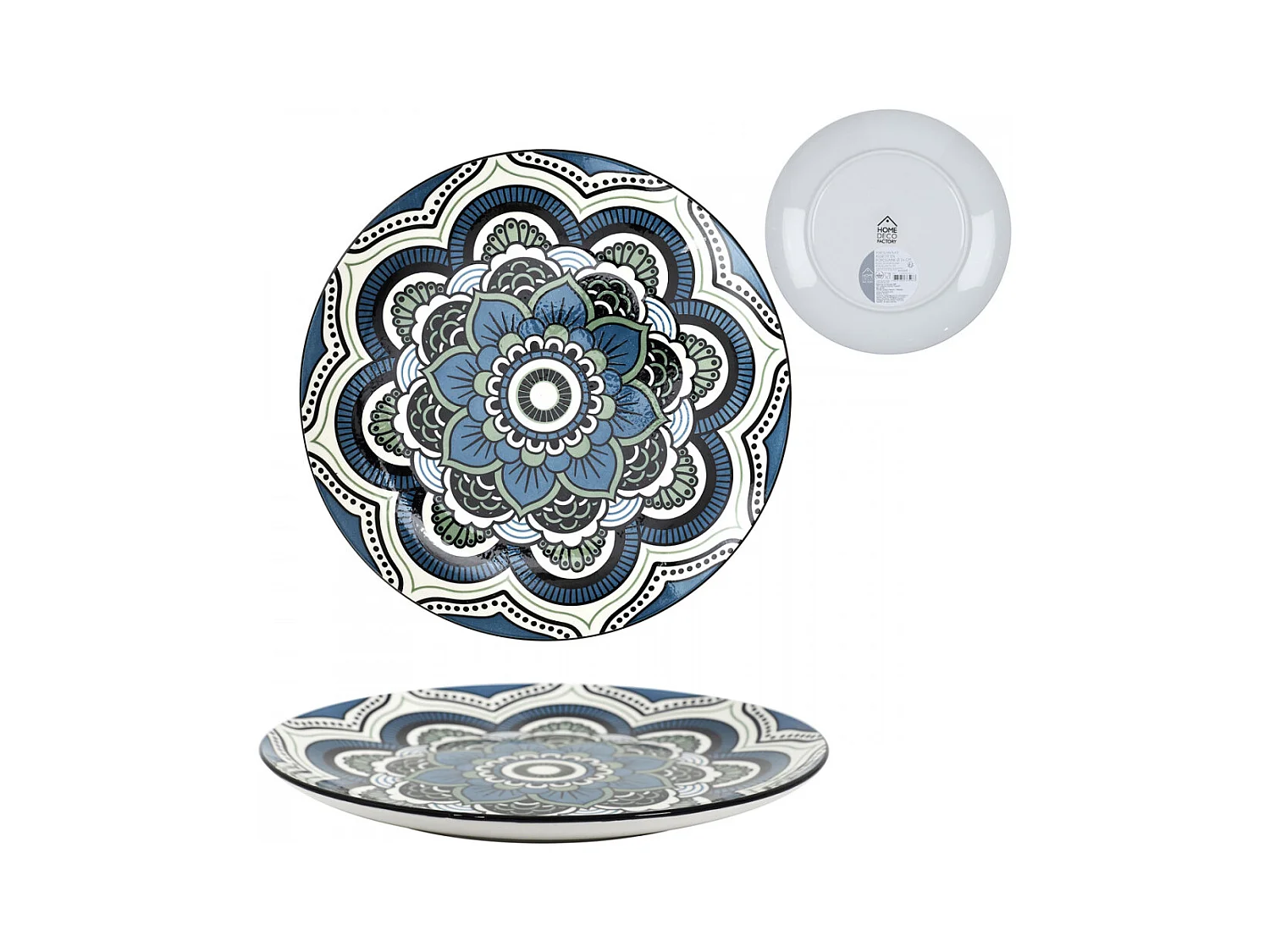 Assiette Mandala Bleu D26cm Bleu