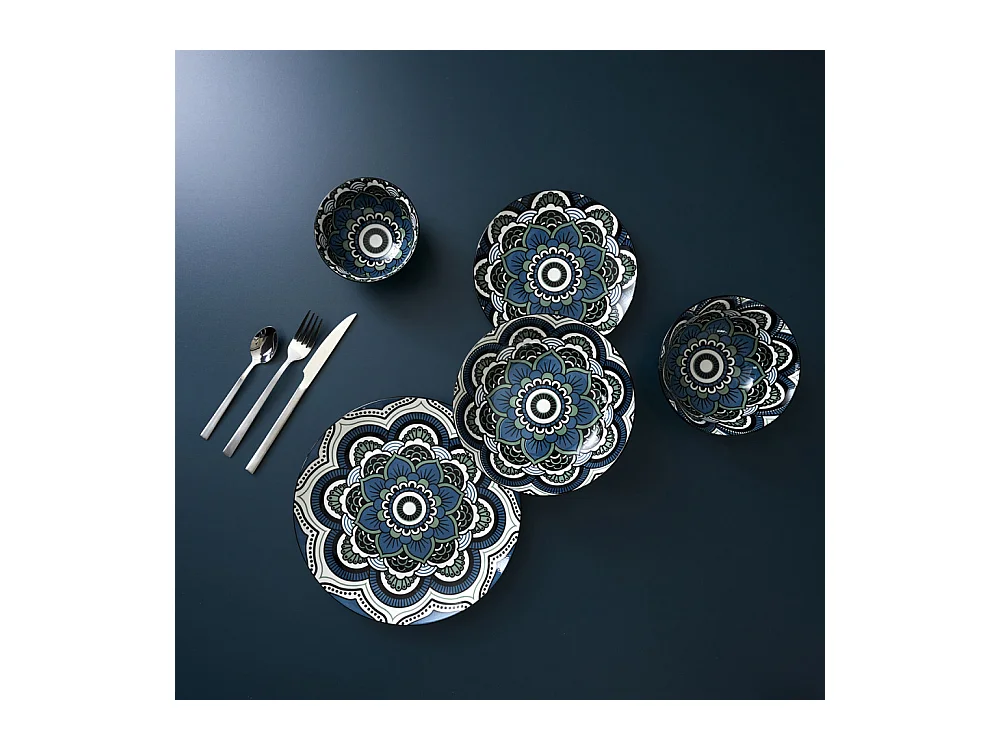 Assiette Mandala Bleu D26cm Bleu