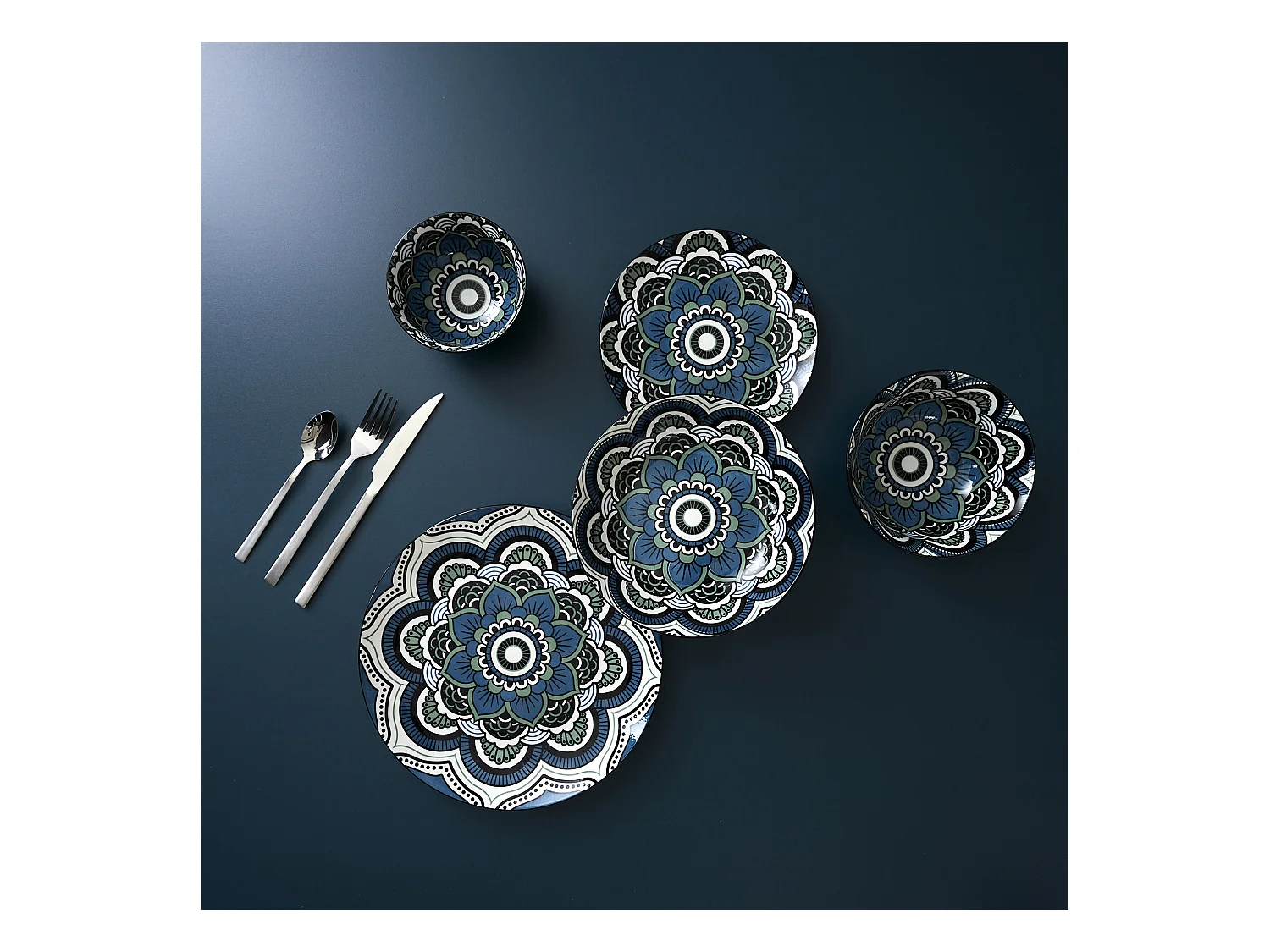 Assiette Mandala Creuse Bleu D20cm Bleu