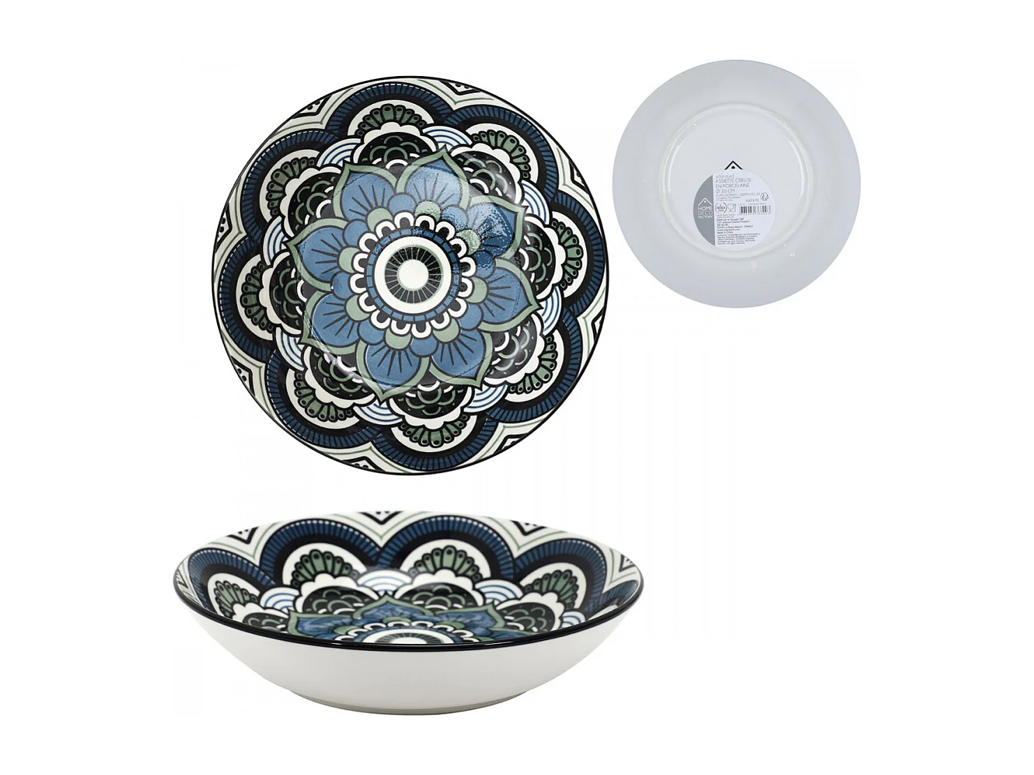 Assiette Mandala Creuse Bleu D20cm Bleu