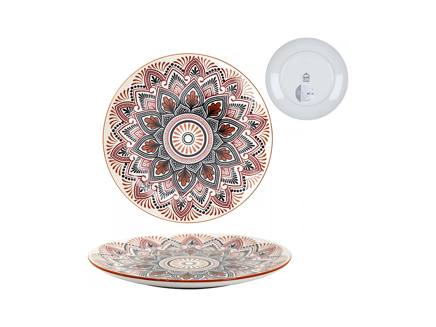 Assiette Mandala Orange D26cm Orange