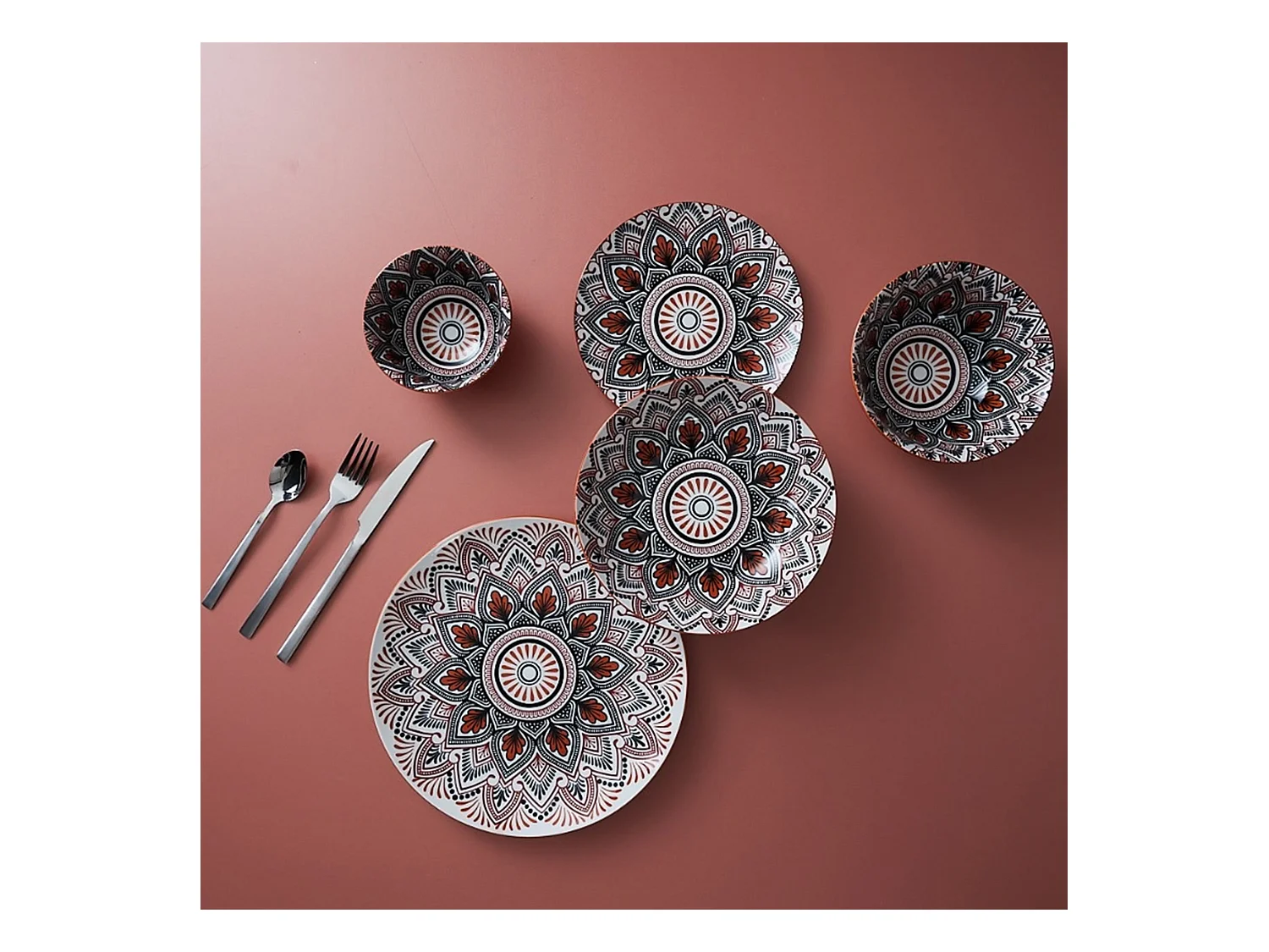 Assiette Creuse Mandala Orange D20cm Orange