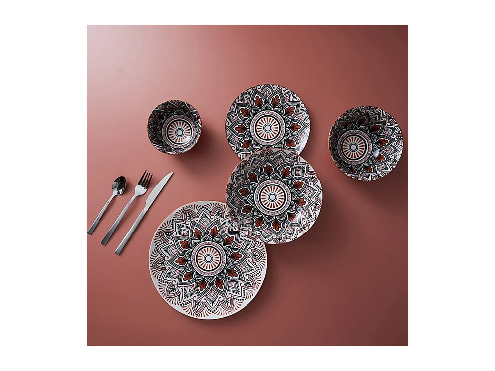 Assiette Creuse Mandala Orange D20cm Orange