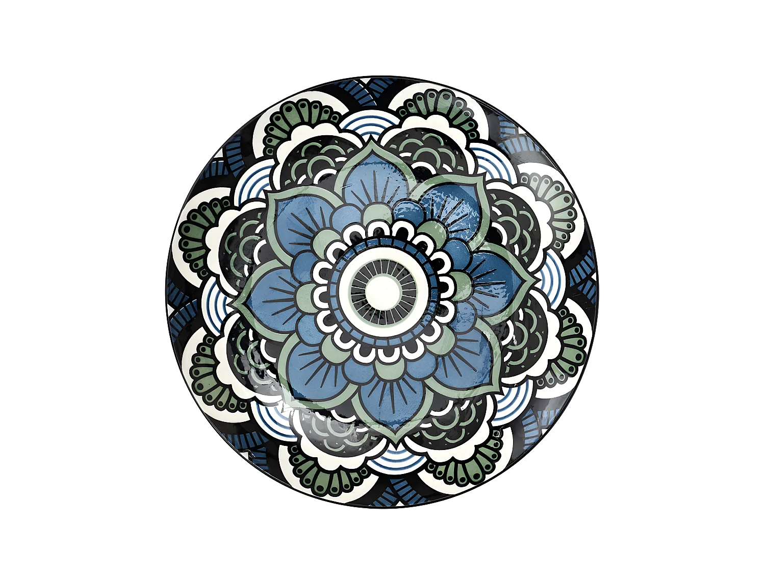 Lot de 6 Assiettes à Dessert "Mandala" 19cm Bleu