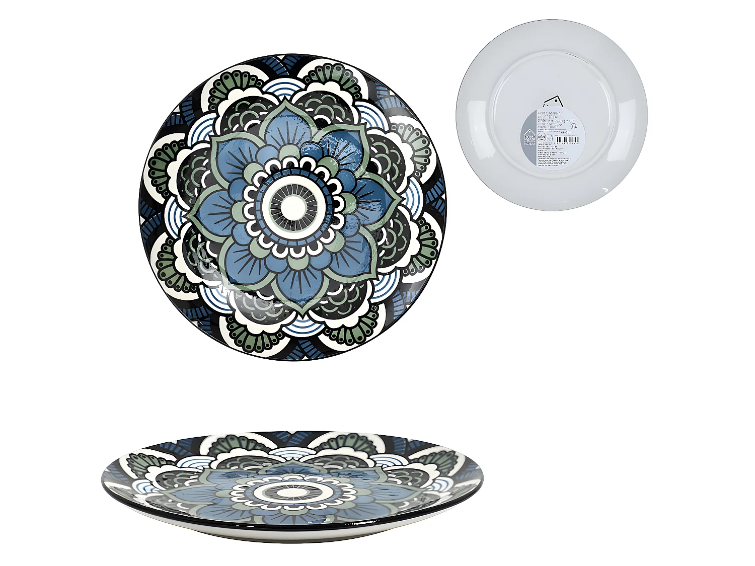 Lot de 6 Assiettes à Dessert "Mandala" 19cm Bleu