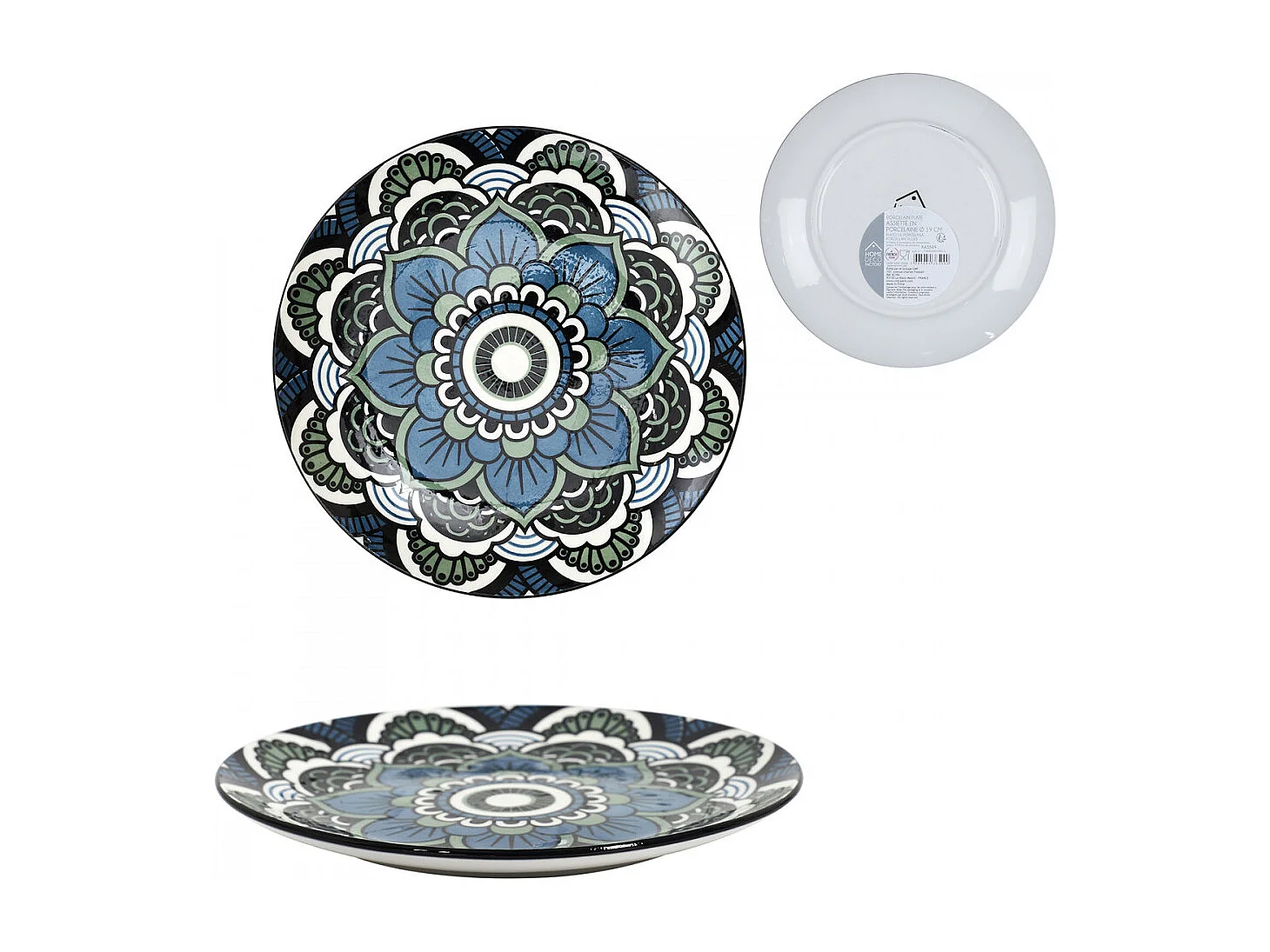 Assiette Mandala Bleu D19cm Bleu