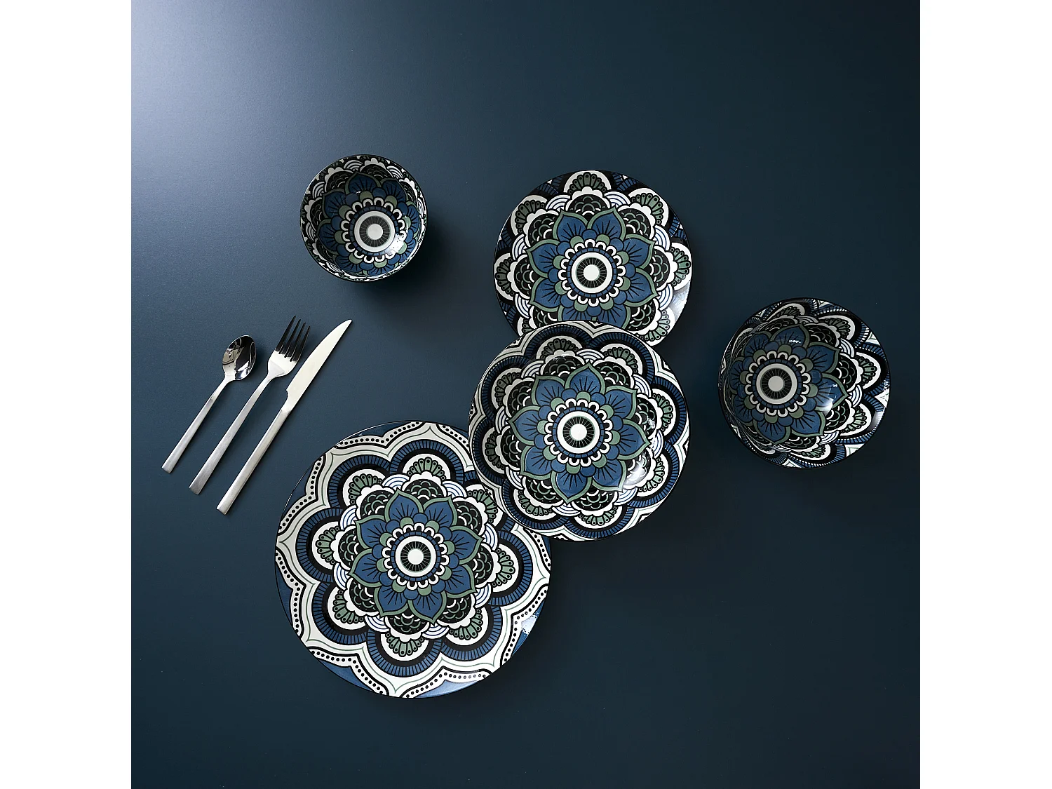 Assiette Mandala Bleu D19cm Bleu
