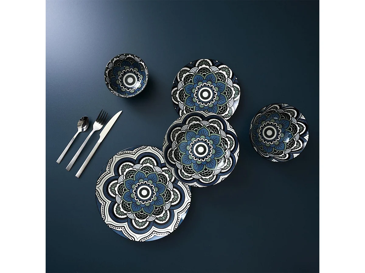 Assiette Mandala Bleu D19cm Bleu