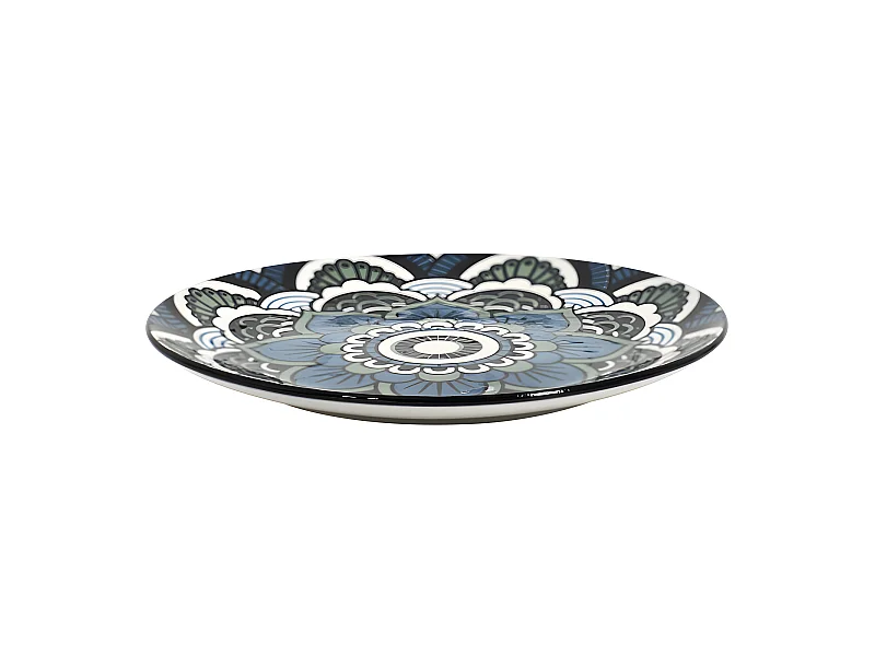 Lot de 6 Assiettes à Dessert "Mandala" 19cm Bleu