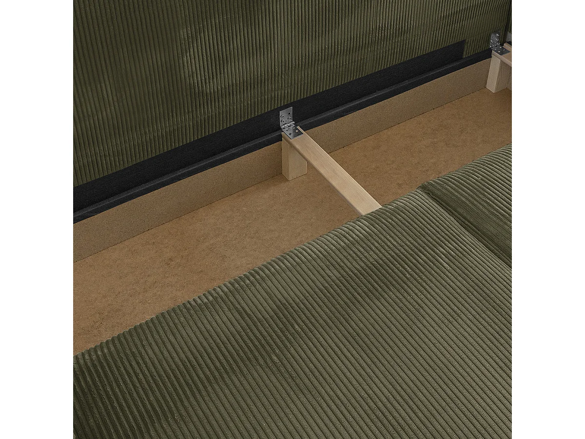 Canapé convertible 3 Places avec coffre de rangement en velours côtelé vert kaki - Harper