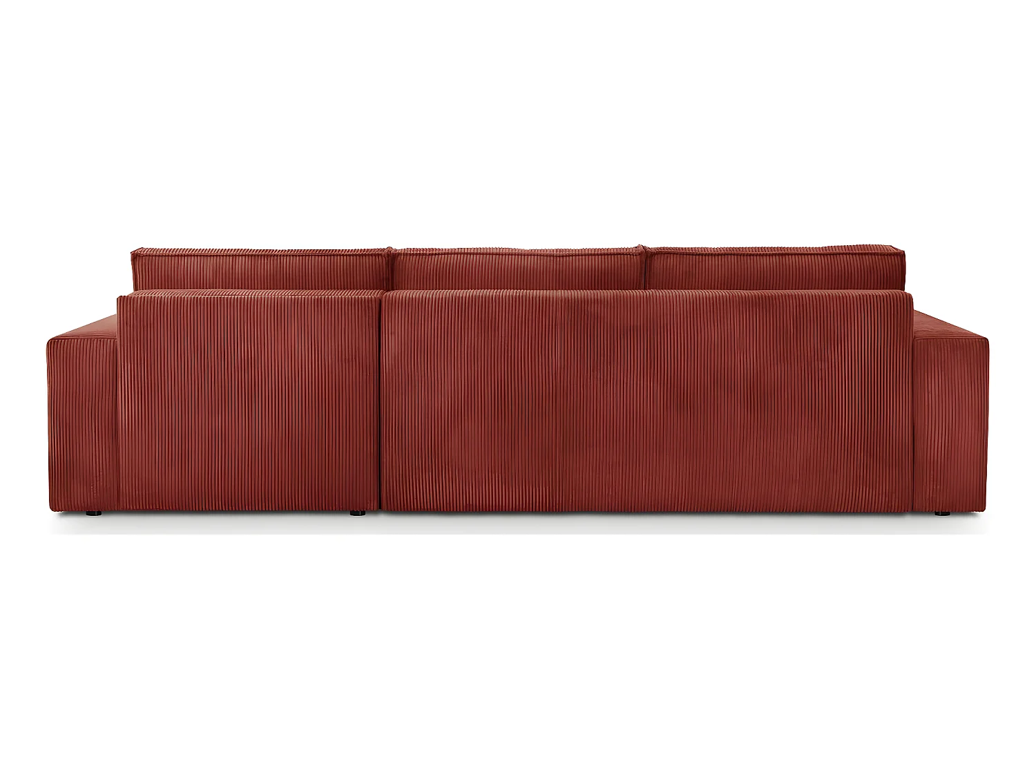 Canapé d'angle convertible réversible 5 places avec coffre de rangement en velours côtelé rouille - Harper