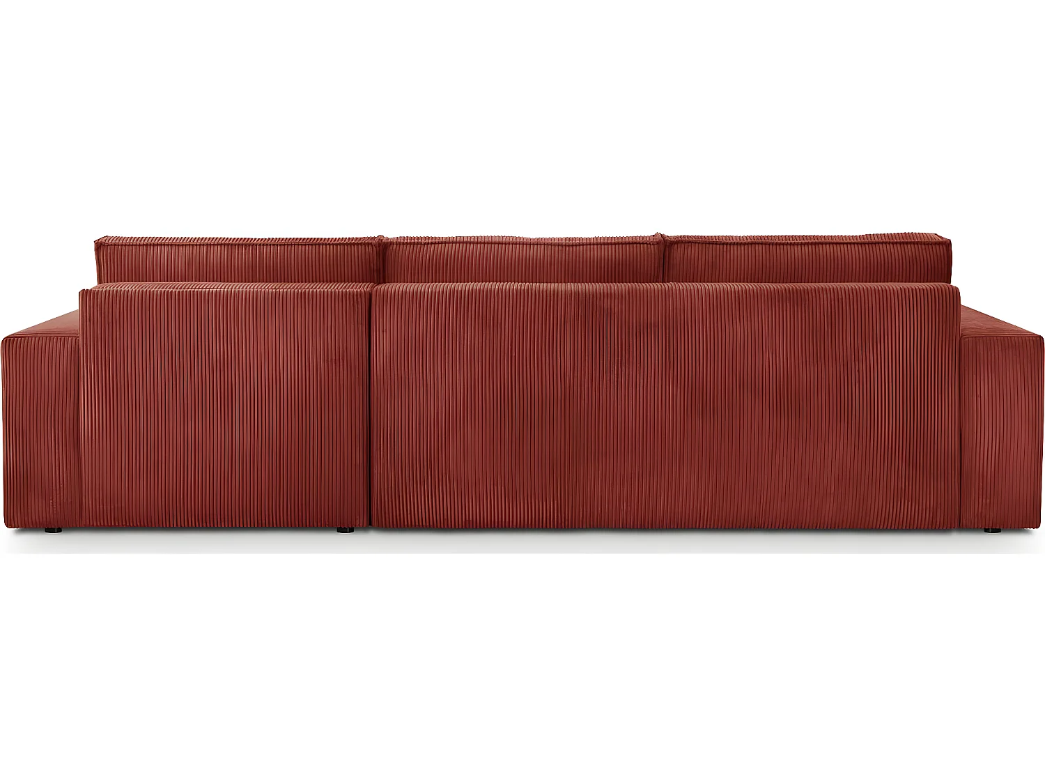 Canapé d'angle convertible réversible 5 places avec coffre de rangement en velours côtelé rouille - Harper