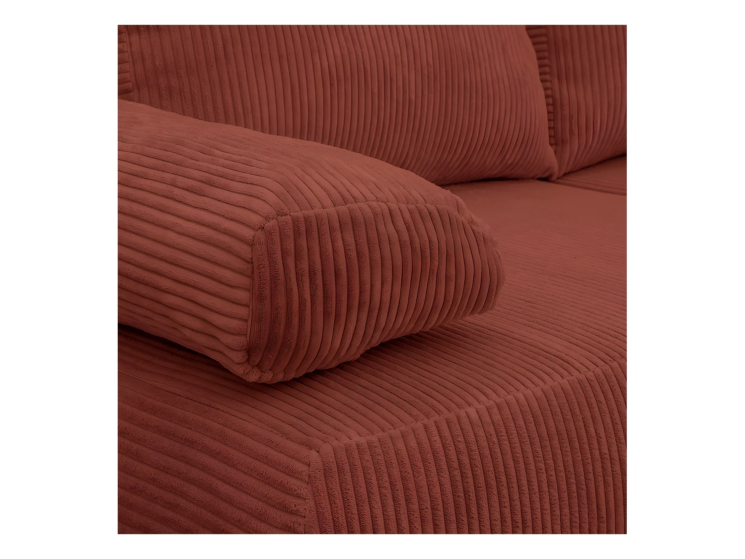 Canapé convertible 3 places avec coffre de rangement en velours côtelé rouille - Laria