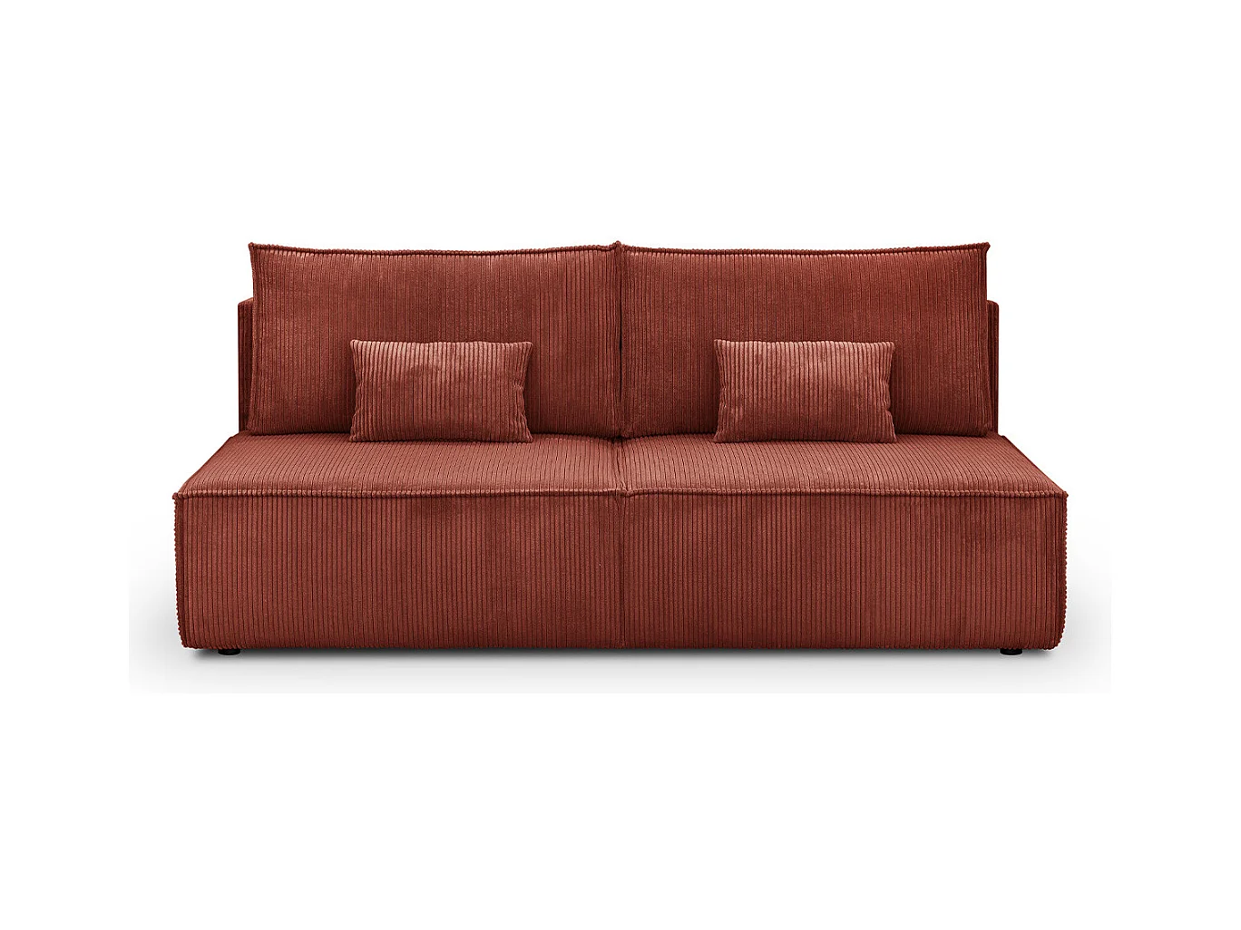 Canapé convertible 3 places avec coffre de rangement en velours côtelé rouille - Milla