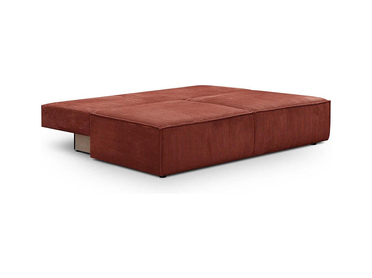 Canapé convertible 3 places avec coffre de rangement en velours côtelé rouille - Milla