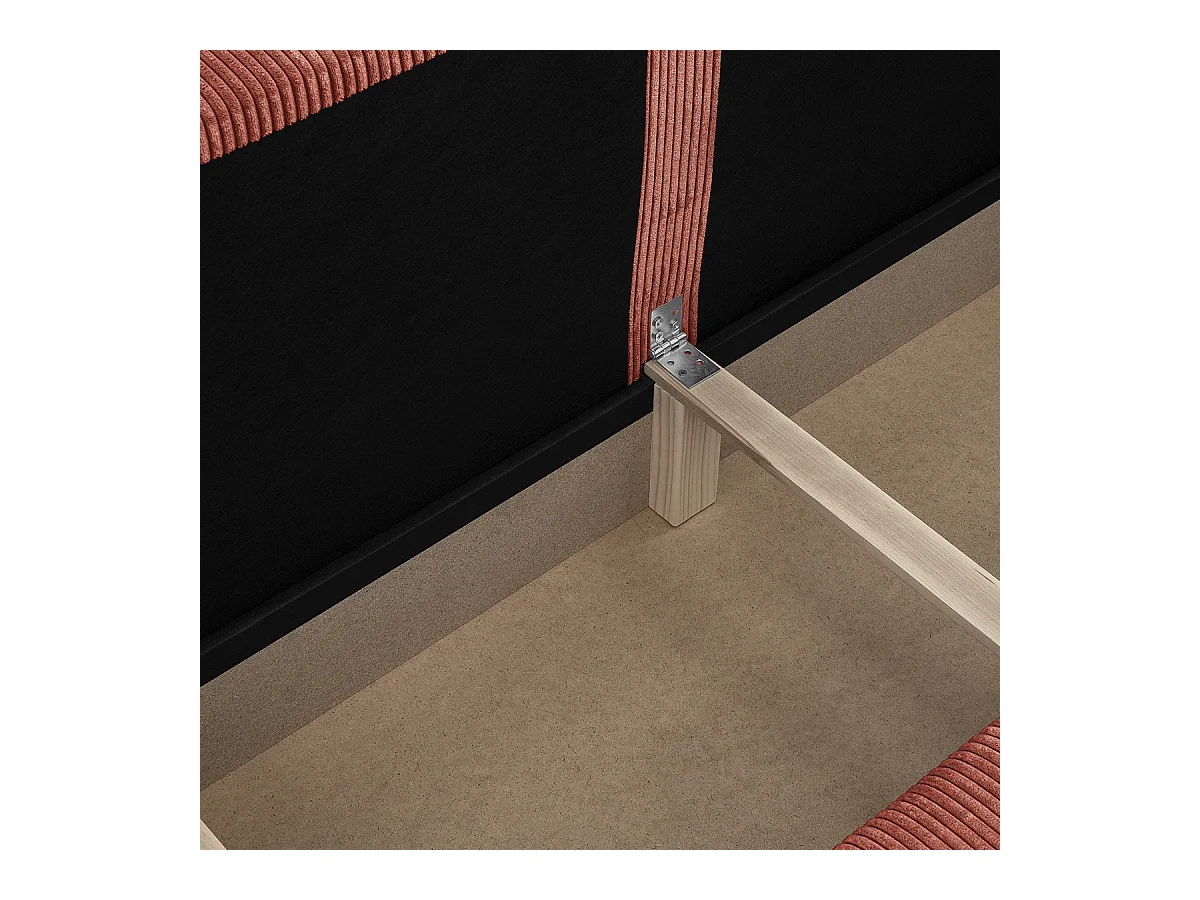 Canapé convertible 3 places avec coffre de rangement en velours côtelé rouille - Milla