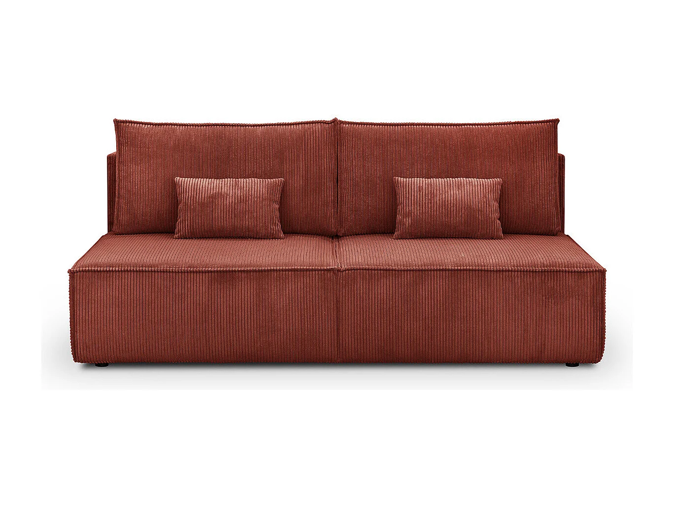 Canapé convertible 3 places avec coffre de rangement en velours côtelé rouille - Milla