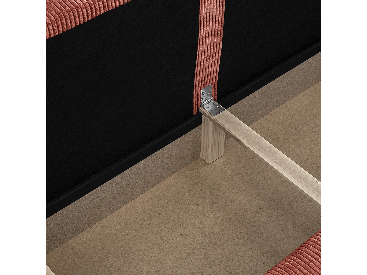 Canapé convertible 3 places avec coffre de rangement en velours côtelé rouille - Milla