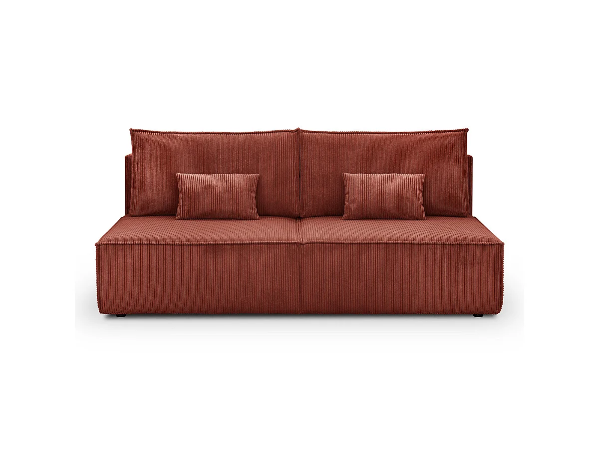 Canapé convertible 3 places avec coffre en velours terracotta MILLA