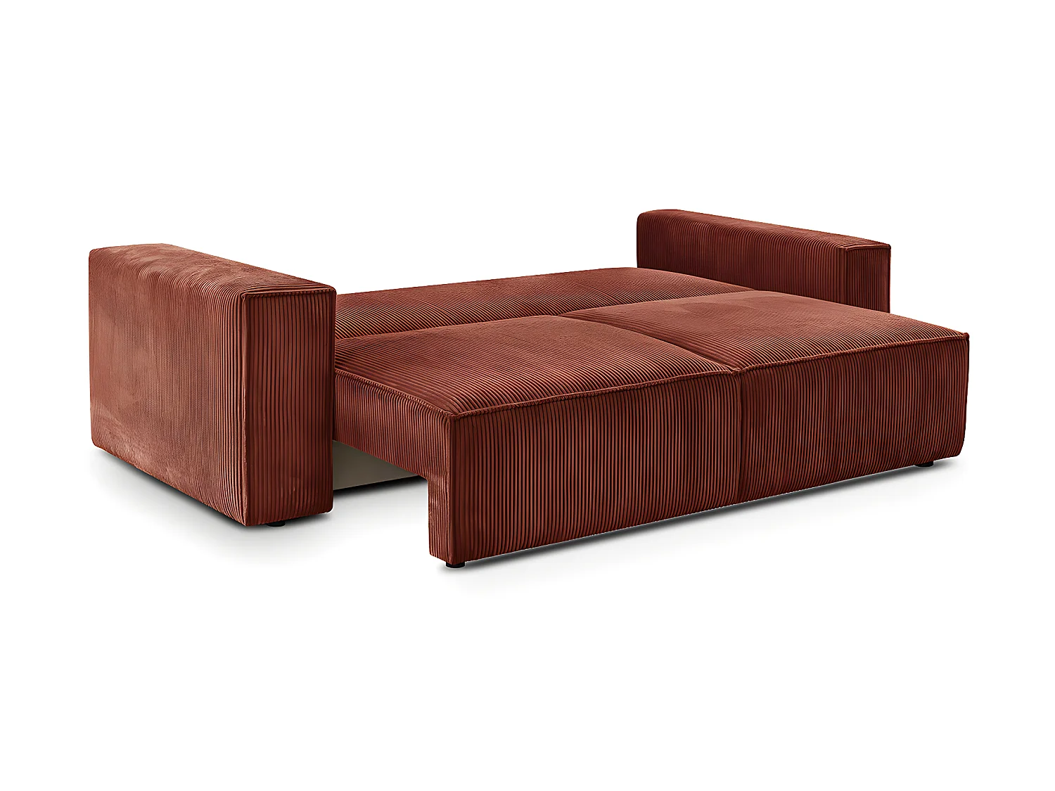 Canapé convertible 3 Places avec coffre de rangement en velours côtelé rouille - Harper
