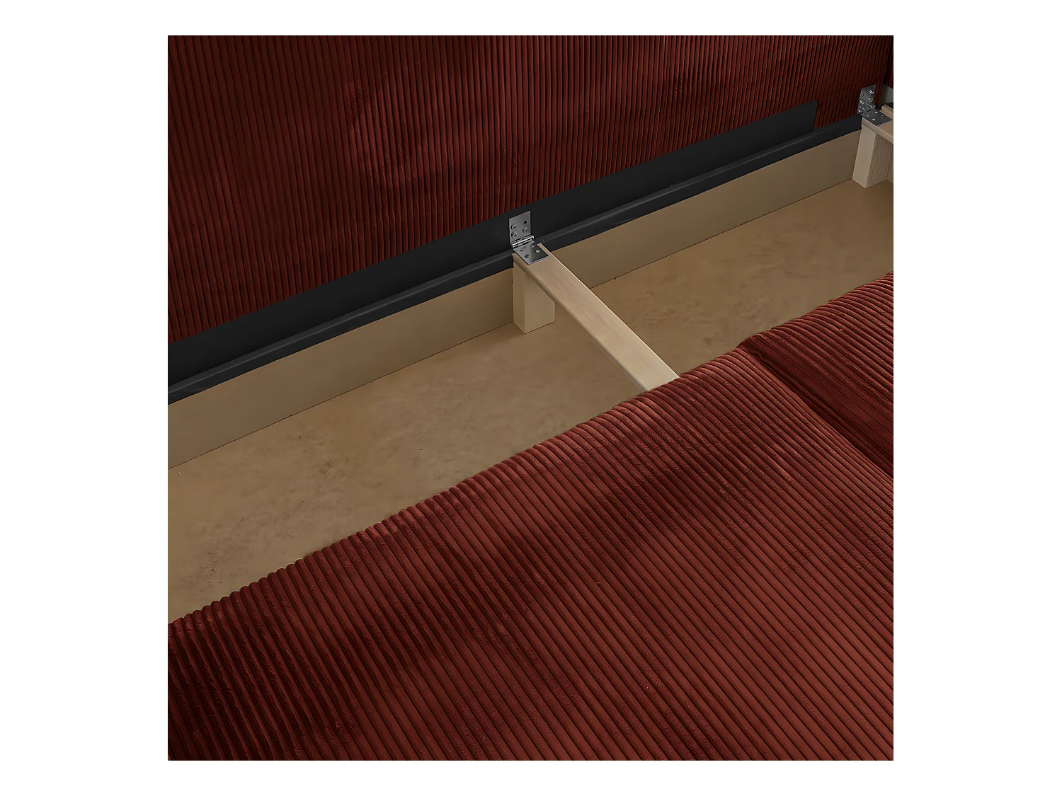 Canapé convertible 3 Places avec coffre de rangement en velours côtelé rouille - Harper