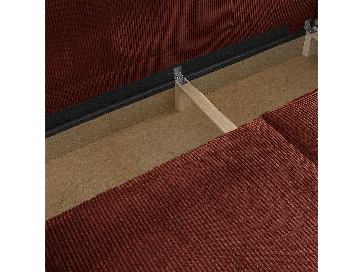 Canapé convertible 3 places avec coffre en velours côtelé orange 237x101x85 cm