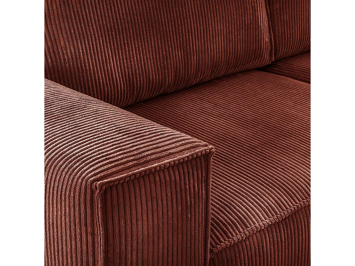 Canapé convertible 3 places avec coffre en velours côtelé orange 237x101x85 cm