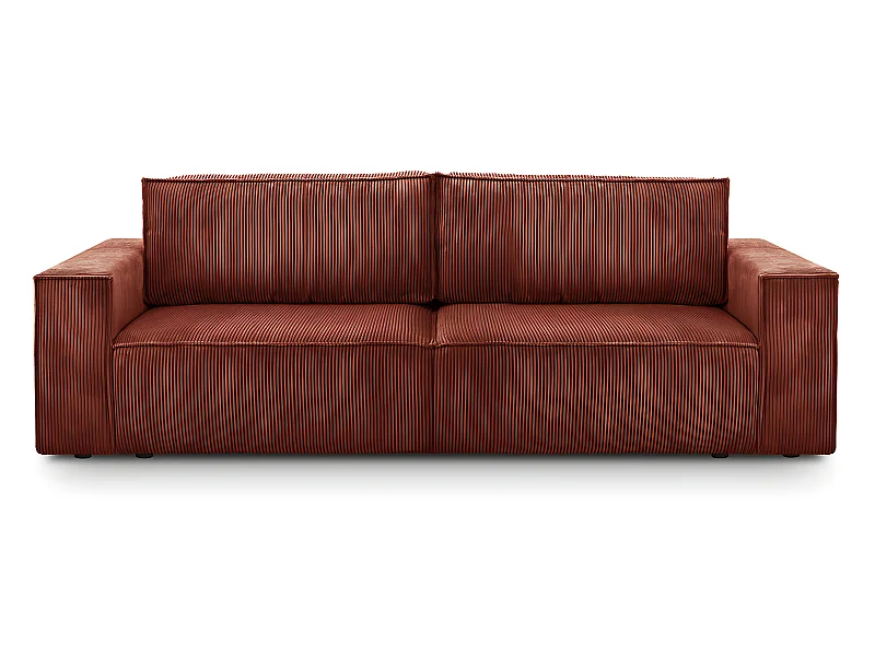 Canapé convertible 3 Places avec coffre de rangement en velours côtelé rouille - Harper