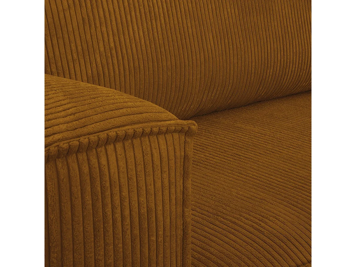 Canapé d'angle convertible 4 places en velours jaune moutarde LIVIA