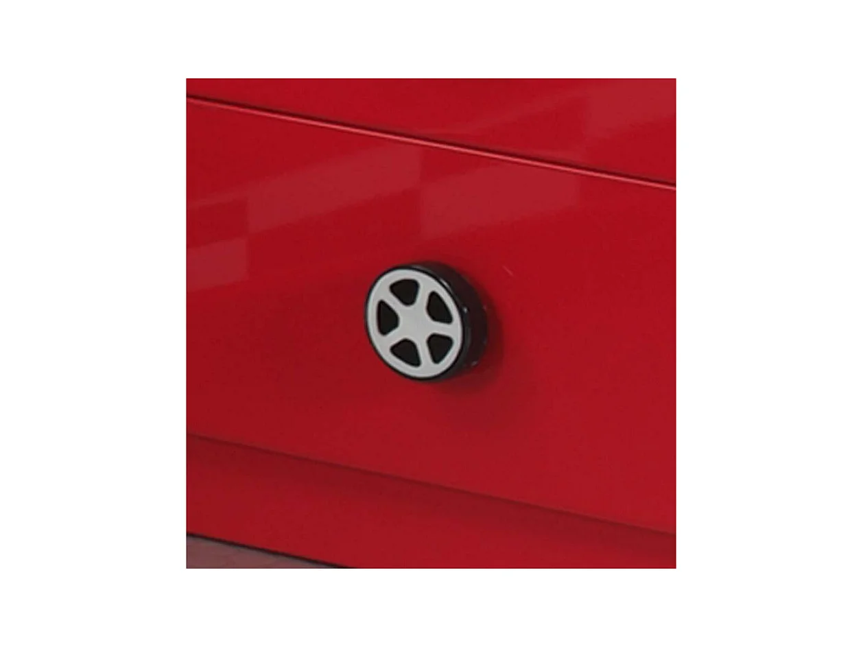 Mesilla de noche de coche de carreras de madera lacada en rojo Cara