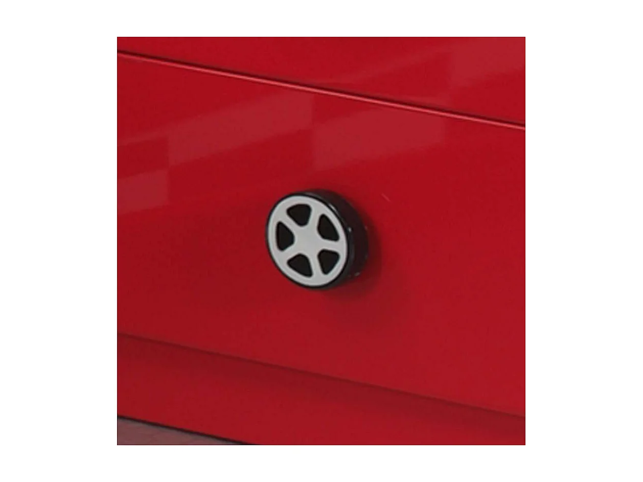 Mesilla de noche de coche de carreras de madera lacada en rojo Cara