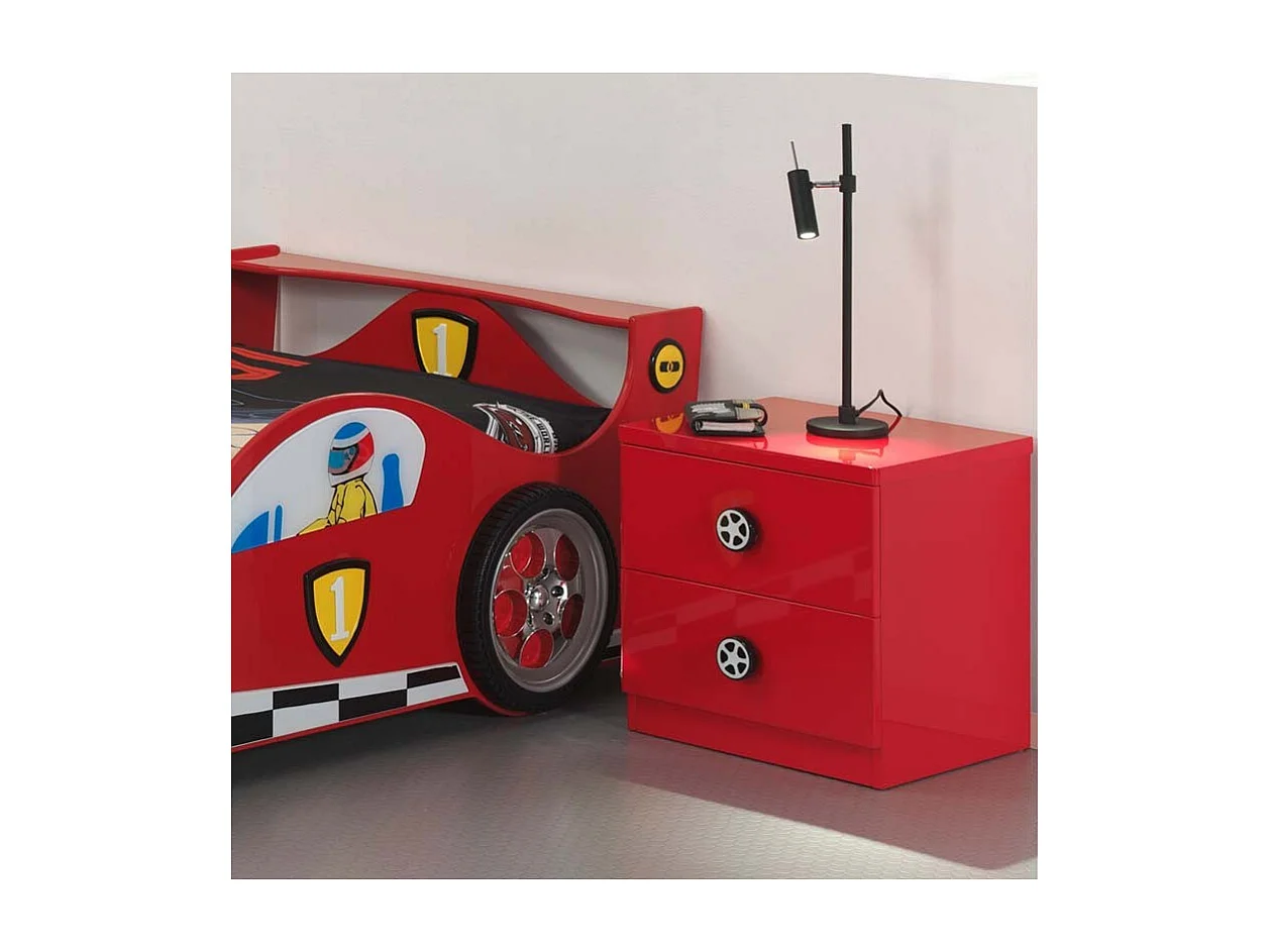 Table de Chevet Enfant Voiture "Monza" 50cm Rouge