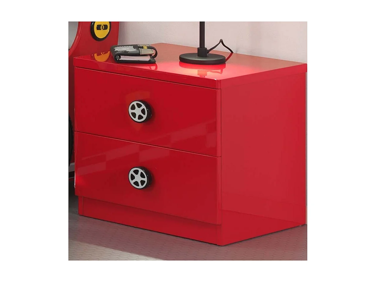Table de Chevet Enfant Voiture "Monza" 50cm Rouge