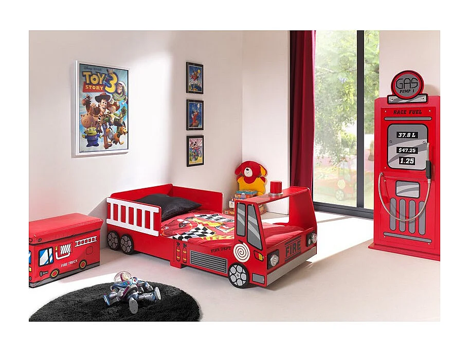Lit Enfant "Pompier" 70x140cm Rouge
