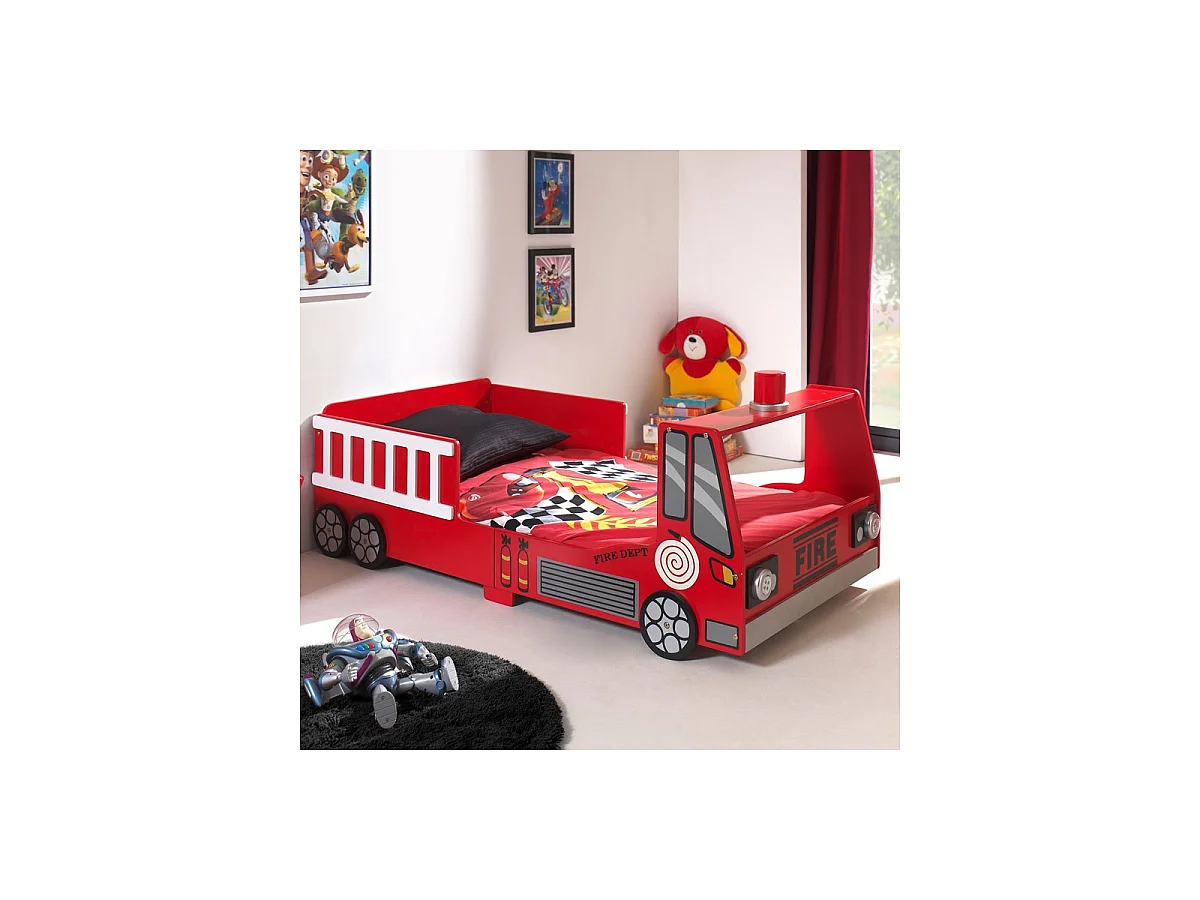Lit Enfant "Pompier" 70x140cm Rouge