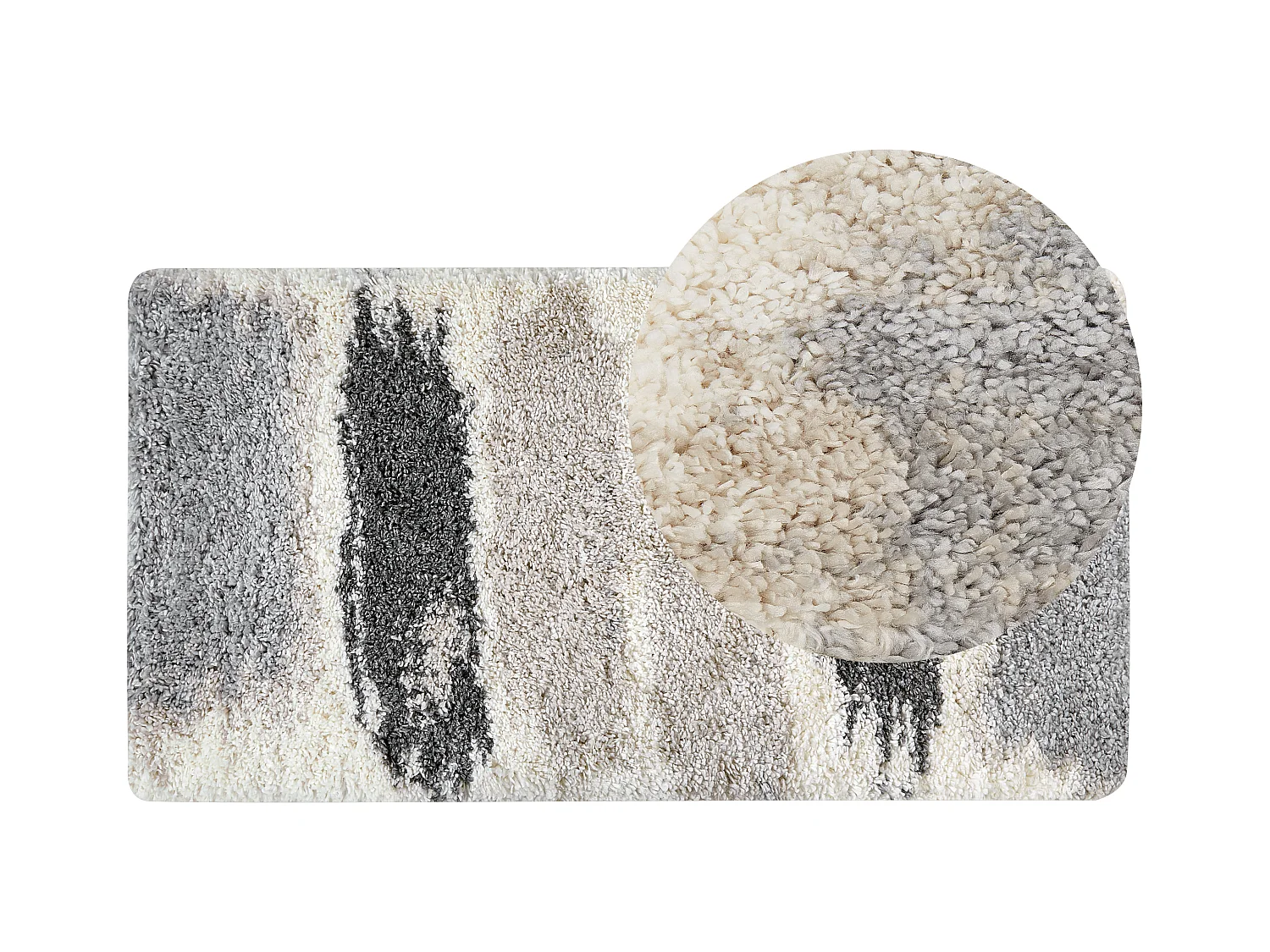 Teppich weiss / grau 80 x 150 cm abstarktes Muster Shaggy MARTUNI