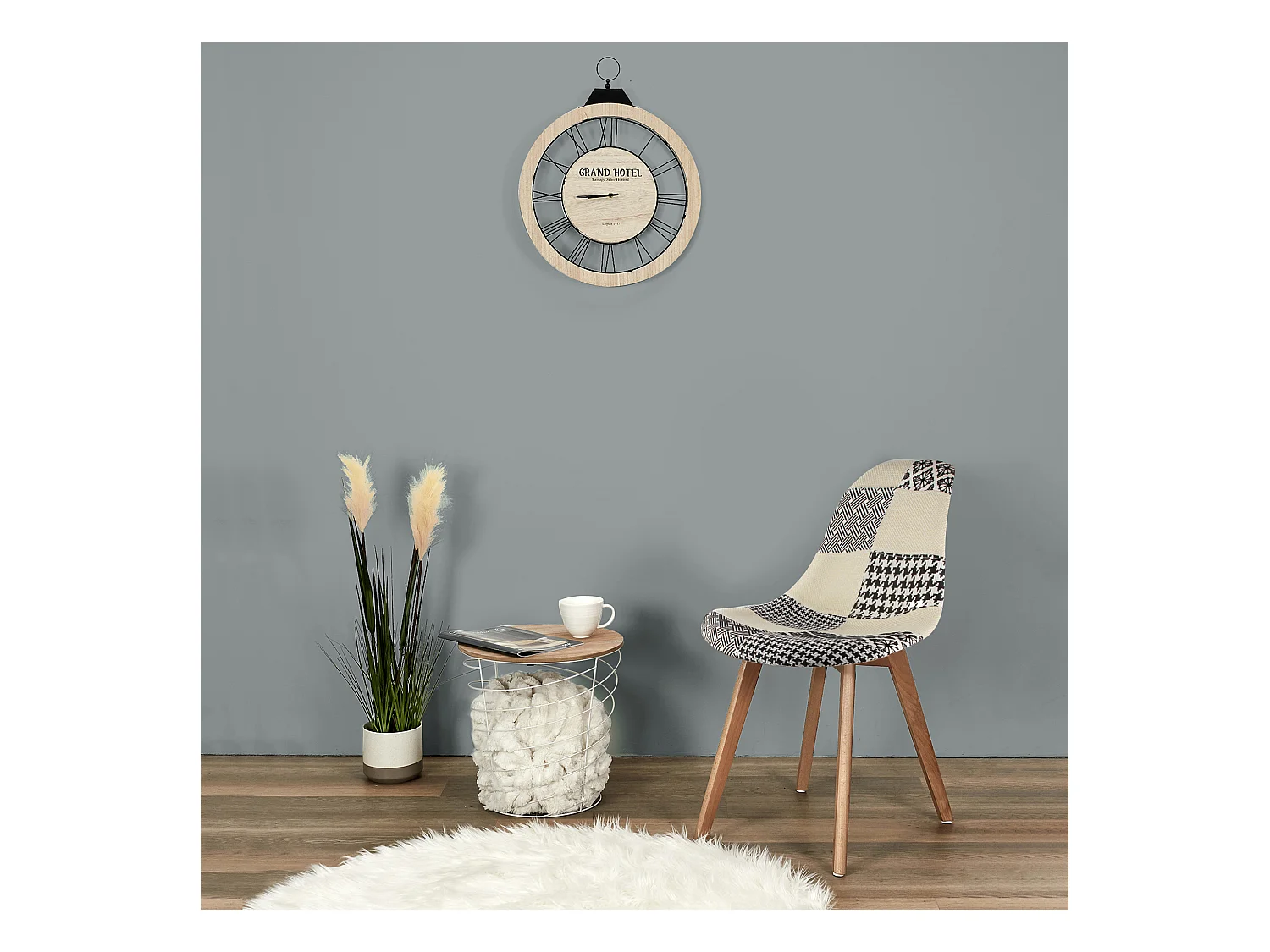 Lot de 2 Chaises Scandinave "Patchwork" 87cm Naturel