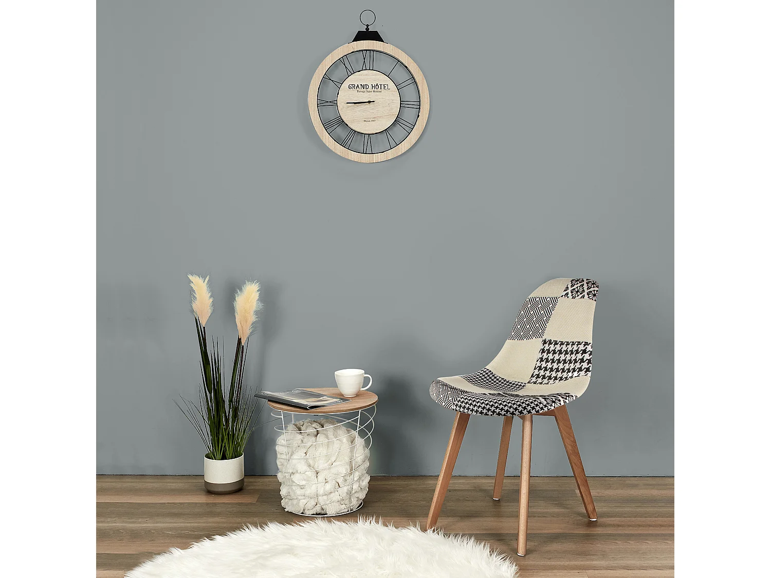 Lot de 2 Chaises Scandinave "Patchwork" 87cm Naturel